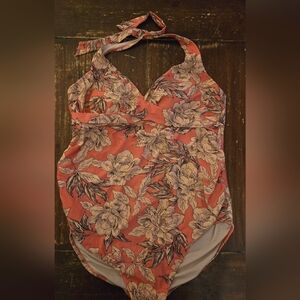 Isabel Maternity by Ingrid & Isabel Floral One Piece - Coral and White